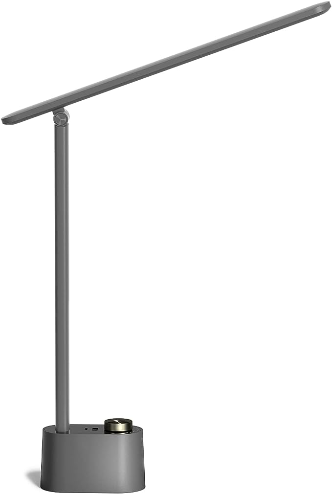 Honeywell HWT-H01 LED Desk Lamp Stepless Dimmable Table Lamp with USB A+C Dual Charging Port Eye-Caring Foldable Desk Light with 3 Color Modes for Home Office Bedroom Reading Study Sunturalux (Gray)