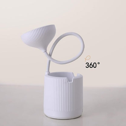 Cordless lamp,Desk lamps for home office,White,3 speed adjustable light,With pen holder,Usb charging cable,Battery operated,360° swivel hose,Rechargeable dorm lamp,Led study lamp,Cute reading lamp