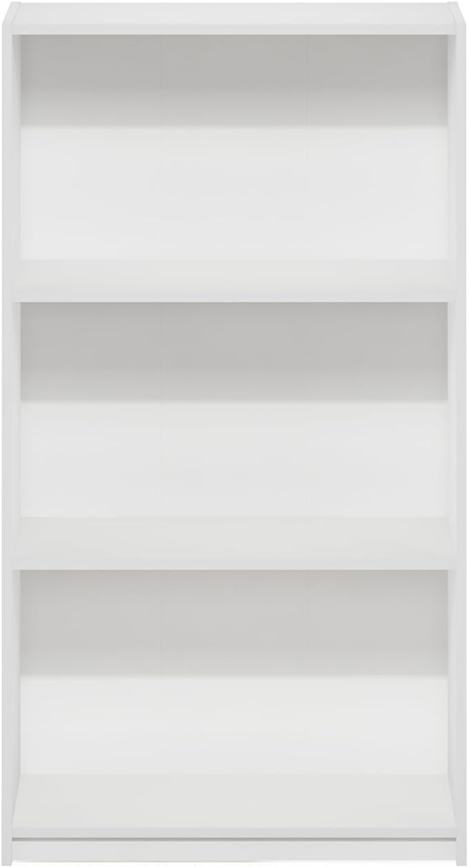 Furinno Basic 3-Tier Bookcase Storage Shelves, White/White