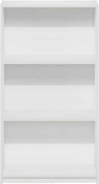 Furinno Basic 3-Tier Bookcase Storage Shelves, White/White
