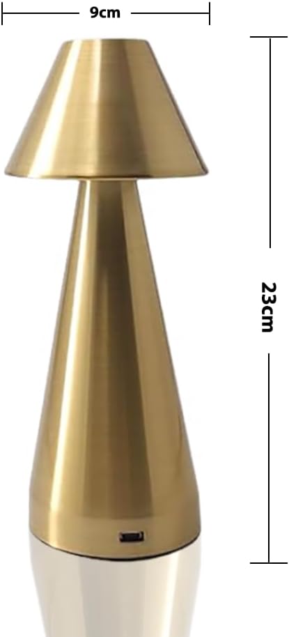 Portable Metal Desk Lamp, Cordless Metal LED Table Lamp,3 Color Touch Control Rechargeable Lamp,3-Levels Brightness Room Decor Desk Lamp,Bedside Lamp,Dining Room Lamp (Gold)