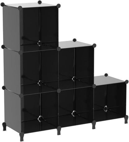 FUNLAX Cube Storage Shelf, 6 Storage Cubes Closet Organizers and Storage Portable Cube Storage Organizer Plastic Bookshelf Bookcase for Study Room, Bedroom, Office, Black