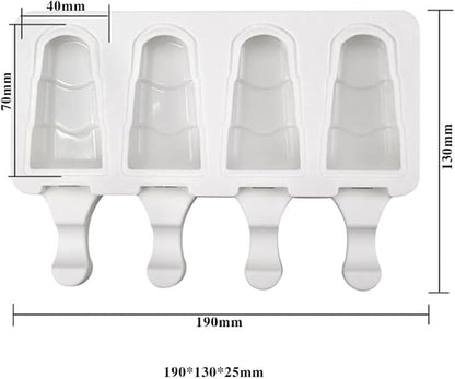 1 Pack Cute Step Shape Popsicle Molds Silicone Ice Pop Molds 4 Cavities Popsicle Molds for Kids Adults Ice Cream Mold Cakesicles Mould DIY Popsicle Maker Homemade Popsicle Silicone Molds P