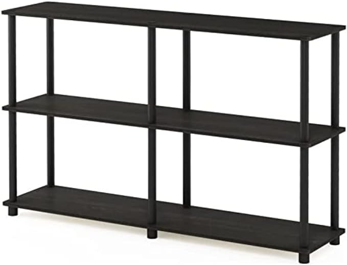 Furinno 4-Tier Shelf Display Rack and 3-Tier Double Storage Display Rack Bundle, Square and Round Tubes