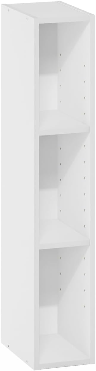 Furinno Fulda 3-Tier Space Saving Storage Shelf Bookcase, 6-Inch Width, White