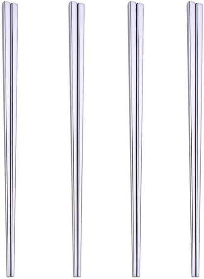 4 Pairs 9 Inches Stainless Steel Chopsticks, Reusable Japanese Chinese Chop Sticks for Noodles,Ramen，Sushi,Sashimi, Rice and Asian Special