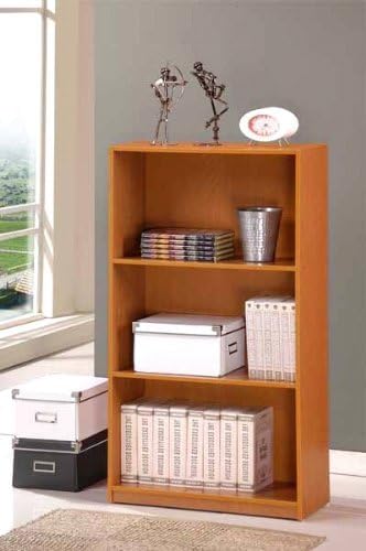 Furinno Basic 3-Tier Bookcase Storage Shelves, Light Cherry