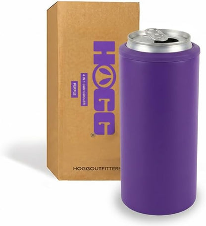 4 in 1 Universal Can Cooler - Purple, Can Holder Insulated, Beer Bottle Cooler, Universal Holder for All Drink Sizes, Stainless Steel Insulated Tumbler, Tailgating Accessories