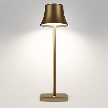 Cordless Table Lamp, Rechargeable Battery 5000mAh Metal USB LED Portable Powered Desk Lamp, 3 Levels for Restaurants Bedroom Outdoor (Antiqued gold)