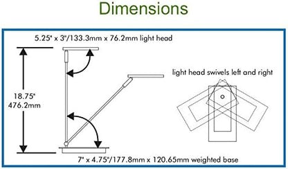Folding Desk Lamp with Swivel Head, Compact Footprint, Chrome (VLED420)