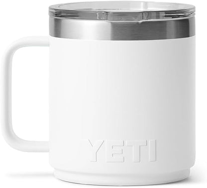 YETI Rambler 10 oz Ceramic Lined Stackable Mug, Vacuum Insulated, Stainless Steel with MagSlider Lid, White