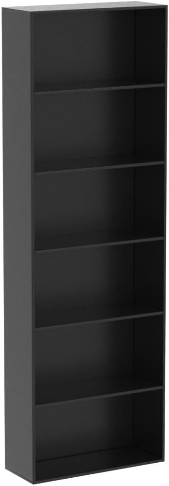 FOTOSOK 6-Tier Open Bookcase and Bookshelf, Freestanding Display Storage Shelves Tall Bookcase for Bedroom, Living Room and Office, Black