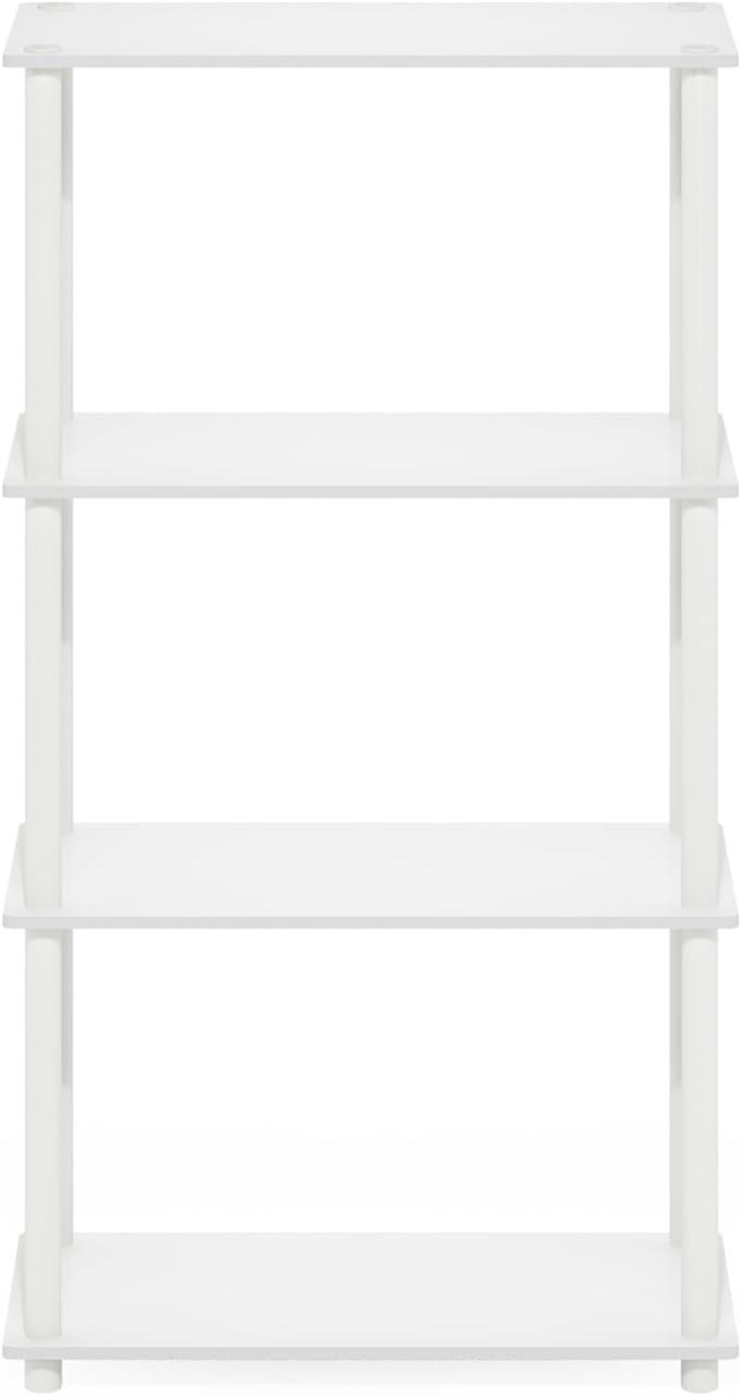 Furinno Turn-N-Tube 4-Tier Multipurpose Shelf Display Rack, White/White