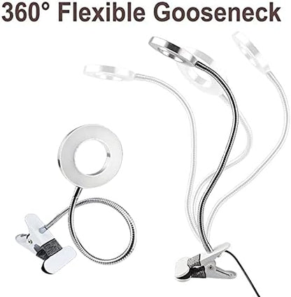 Clip on Desk Lamp, 48 LED Eye Caring Reading Light with 3 Color Modes 10 Brightness, Dimmer 360°Flexible Gooseneck USB Clamp for Reading, Working, Studying, Makeup, Nail Art (Black)