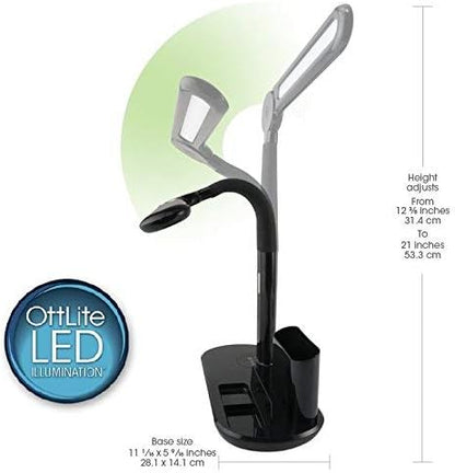 OttLite LED Pivoting Bankers Lamp with USB Charging Port