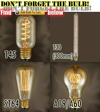 Steampunk Lamp with Dimmer, Dimmable Loft Style Industrial Vintage Antique Style Light with Bulb, Wood Base with Iron Piping Desk Lamp, Retro Desk Lamp LL-034