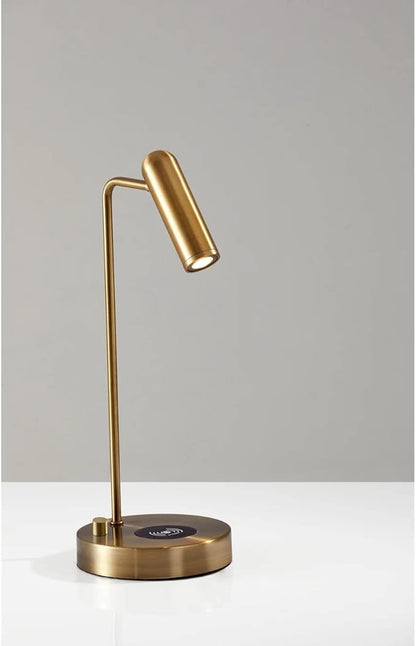 Adesso 3162-21 Kaye LED Desk Lamp Wireless Charging, 7W LED, 5W QI, USB Port, Indoor Lighting Lamps