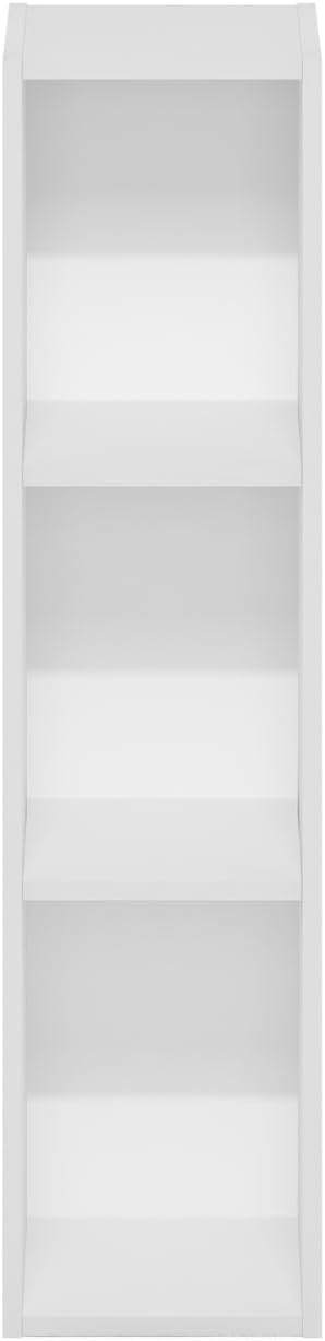 Furinno Fulda 3-Tier Space Saving Storage Shelf Bookcase, 8-Inch Width, White