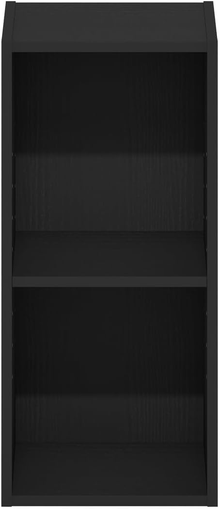 Furinno Fulda 2-Tier Space Saving Storage Shelf Bookcase, 10-Inch Width, Blackwood