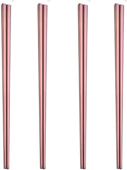 4 Pairs Stainless Steel Chopsticks Set, Reusable Metal Chopsticks for Noodles,Ramen,Sushi,Sashimi, Rice and Asian Special（9 Inches）