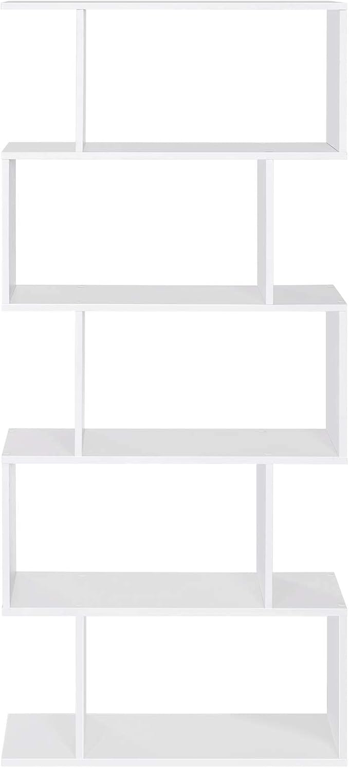 VASAGLE Wooden Bookcase, Display Shelf and Room Divider, Freestanding Decorative Storage Shelving, 5-Tier Bookshelf, White