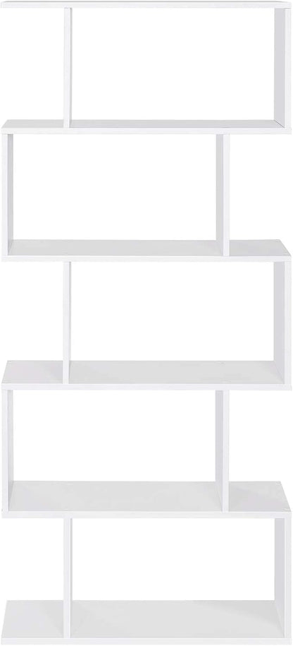 VASAGLE Wooden Bookcase, Display Shelf and Room Divider, Freestanding Decorative Storage Shelving, 5-Tier Bookshelf, White