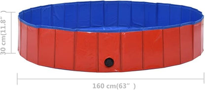 Foldable Dog Swimming Pool, Foldable Pet Swimming Pool, Portable Dog Pool, Bath Pool Collapsible Dog Pet Pool Bathing Tub, 63"x11.8" PVC Red