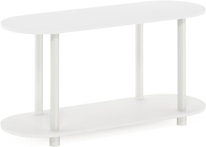Furinno Turn-N-Tube No Tools Modern Oval Side Table, White/Virgin White