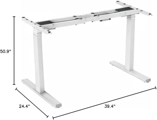 POUT TEKDEC Dual Motor 3-Stage Electric Adjustable Standing Computer Desk Base 24.4” - 51" Height for Home and Office (White)