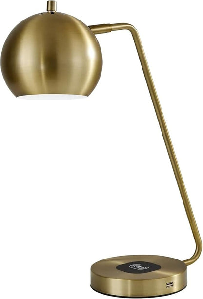 Adesso 5131-21 Emerson Desk Lamp Wireless Charging, 7W LED, 5W QI, USB Port, Indoor Lighting Lamps
