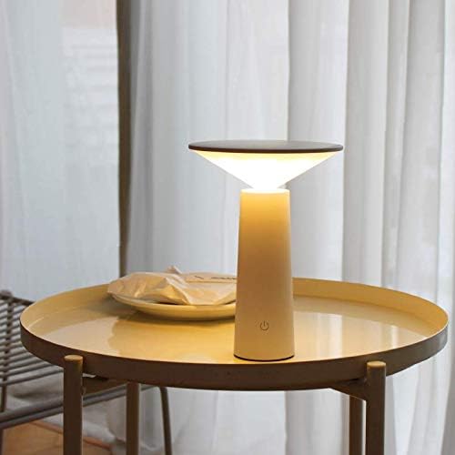 Mona' Modern Table Lamp, Partable Wireless LED Light, Dimming Touch Control Switch, 360 Adjustable, USB Rechargeable, Study Reading Desk Lamp for Home and Office (White)