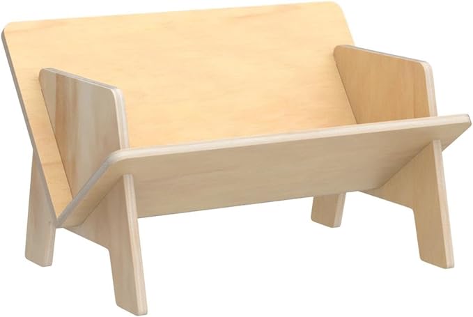 Wooden Tabletop Bookshelf Titled Desktop Bookshelf Cookbook Shelf,Small Bookcases for Magazine Books CDs,Book Rack Desk Book Organizer in Living Room/Office/Bedroom (Burlywood)