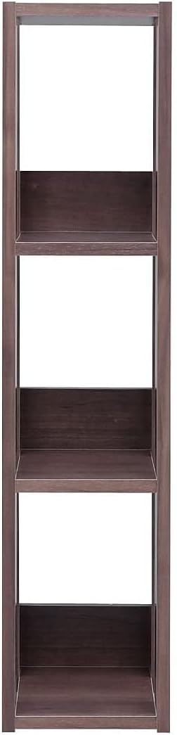 USA 3-Tier 8" Slim Open Wooden Bookshelf with Adjustable Shelves, Easy Assembly Bookcase Farmhouse Shelf for Small Spaces Bedroom Office Living Room Indoor, Brown