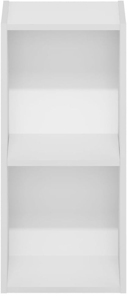 Furinno Fulda 2-Tier Space Saving Storage Shelf Bookcase, 10-Inch Width, White
