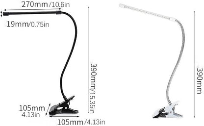 Meichoon Desk Lamp with Clamp Desktop Clip-On LED Illuminating Light Flexible Metal Hose Eye-Caring Table Lamp for Bedroom Bedside Office Study Work Reading Embroidery UK10 Black