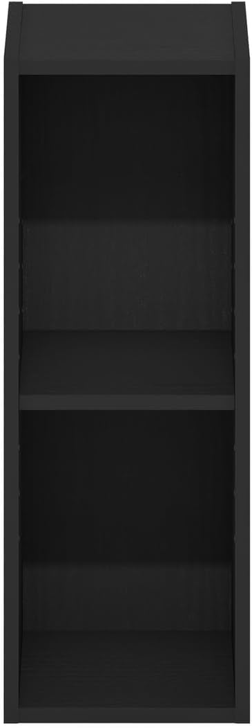 Furinno Fulda 2-Tier Space Saving Storage Shelf Bookcase, 8-Inch Width, Blackwood