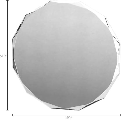 Single Beveled Edge Circle Mirror Frameless Wall Mount Bathroom Vanity Mirror, 20”