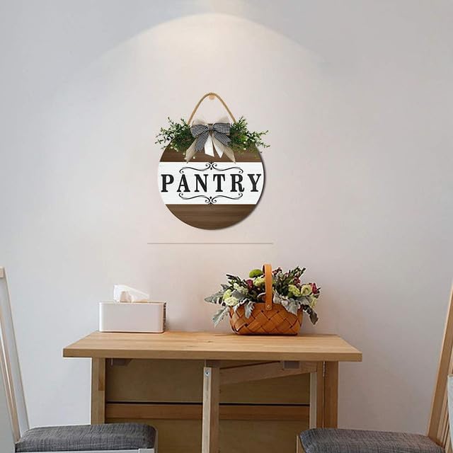 Farmhouse Themed Pantry Signs, Rustic Pantry Room Decor Wooden Decoration with Quotes Pantry Open 24/7 Vintage Decorative Wall Plaque for Home Housewarming Gift 12"