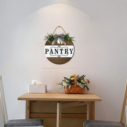 Farmhouse Themed Pantry Signs, Rustic Pantry Room Decor Wooden Decoration with Quotes Pantry Open 24/7 Vintage Decorative Wall Plaque for Home Housewarming Gift 12"