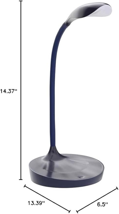 Bostitch Office KT-VLED1502-BLUE Gooseneck LED Desk Lamp with USB Charging Port, Dimmable, Navy Blue