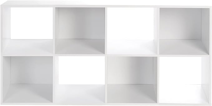 PACHIRA E-Commerce US Storage Cabinet 8-Cube, White Bookcase with Wooden Frame, Open Closet Standing Nursery Book Shelving Organizer Fits 11 Inch Storage Bin