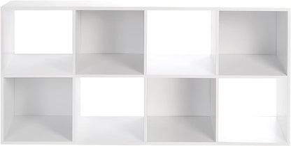 PACHIRA E-Commerce US Storage Cabinet 8-Cube, White Bookcase with Wooden Frame, Open Closet Standing Nursery Book Shelving Organizer Fits 11 Inch Storage Bin