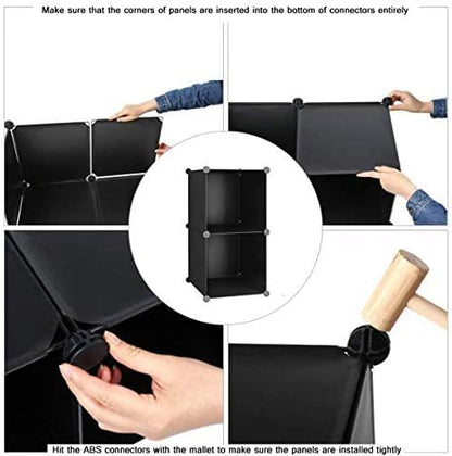C&AHOME Cube Storage, 2-Cube Organizer Units, Plastic Closet Storage Shelves, DIY Book Shelf, Modular Bookcase, Cabinet Ideal for Bedroom, Living Room, Home Office, 12.4" L x 12.4" W x 24.8" H Black