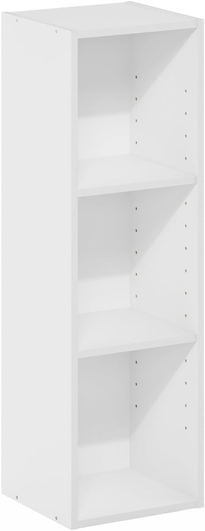 Furinno Fulda 3-Tier Space Saving Storage Shelf Bookcase, 10-Inch Width, White