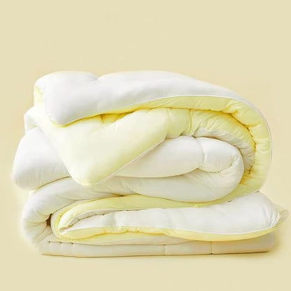 COTTEBED Reversible Queen Sized Bedding Comforter Sets - Cute Jersey Knit T-Shirt Feel Dual-Sided Full Down Comforters - Ultra-Soft Lightweight Quilt & 2 Pillow Shams All Season Use (Yellow and White)