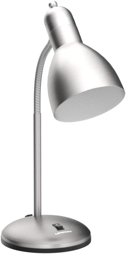 LEPOWER Metal Desk Lamp, Adjustable Goose Neck Table Lamp, Eye-Caring Study Desk Lamps for Bedroom, Study Room and Office (Silver)