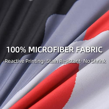 Meeting Story Camouflage Bedding Set, Colorful Pattern Style Comforter Set, 5 PCS One Comforter Two Pillowcases Two Sheets in One Bag, All Season Bedspread for Teens Adults (Red-Black,Queen5pcs
