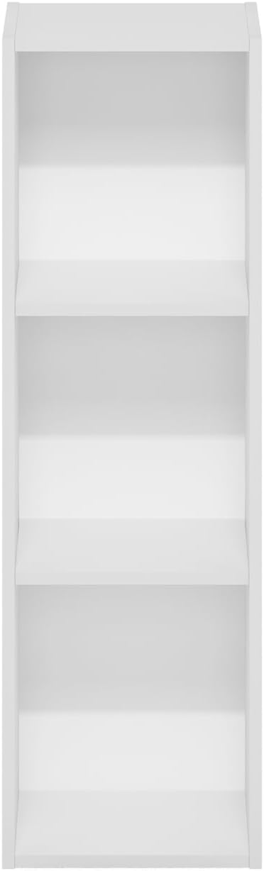 Furinno Fulda 3-Tier Space Saving Storage Shelf Bookcase, 10-Inch Width, White