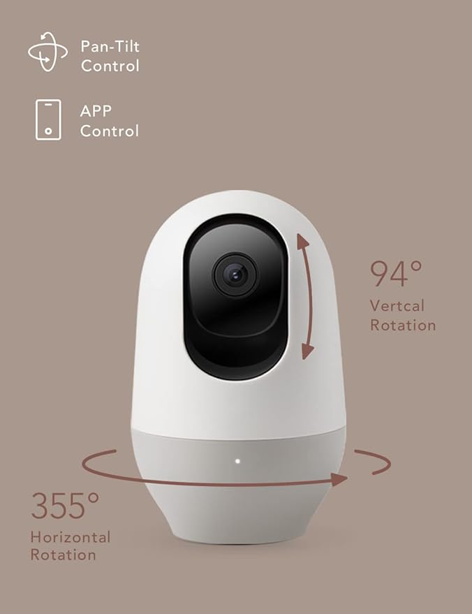 nooie Baby Monitor with Camera 2 Pack,WiFi Baby Monitor Camera,360-degree1080P,Smart Baby Camera with Motion Tracking,Night Vision,Two Way Audio&Sound Detection,Works with Alexa,SD Card and Cloud