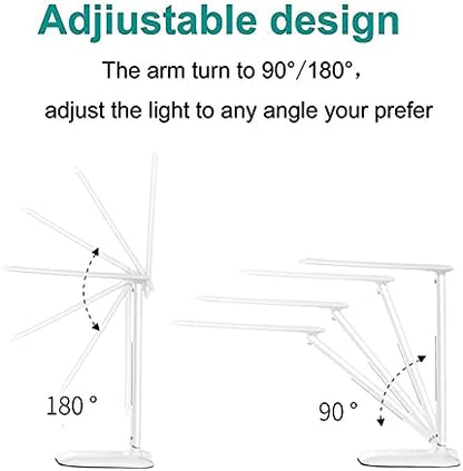 LaiduoleLED Desk Lamp with 3 Lighting Modes, 3 Brightness Level, Dimmable Foldable Eye-Caring 7W Desk Lamp with Touch Control for Studying Working Reading (White)